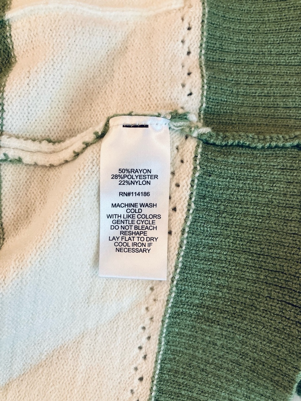 Verve-Ami Green White Striped Colorblock Open Front Cardigan Sweater Duster - Picture 6 of 8